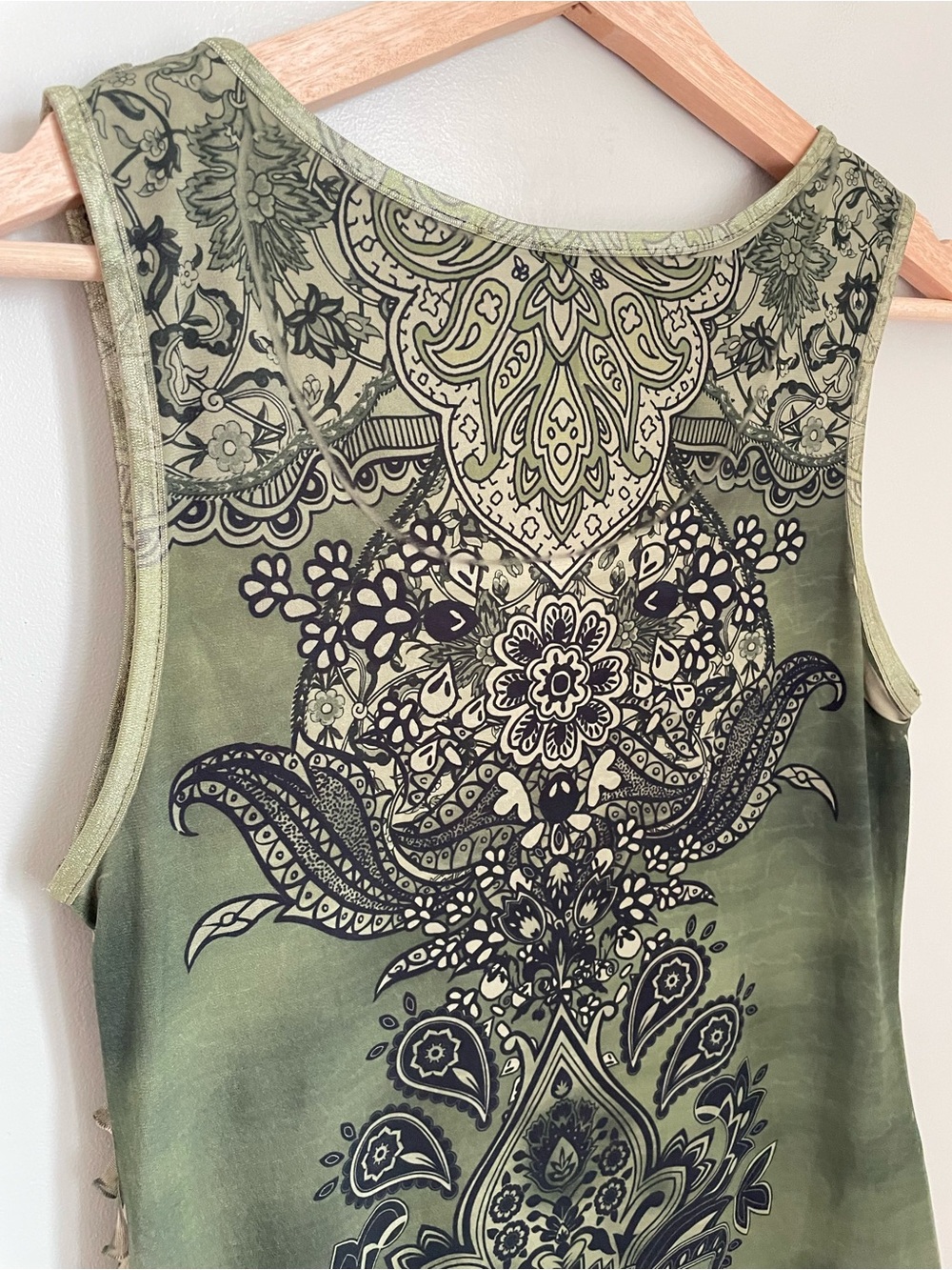 Sami + Jo Green Ruffled Paisely Tank Top Small Y2K Fairycore Boho Cottagecore - Picture 6 of 8